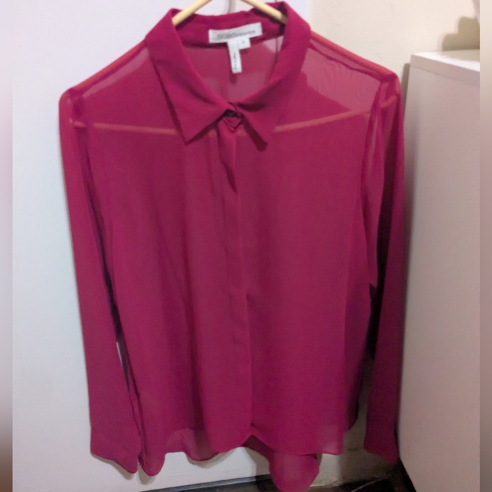 BCBGeneration Sheer Fuchsia Blouse - Medium